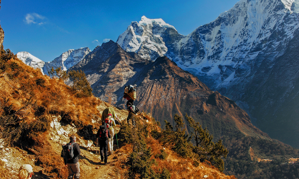Nepal Himalaya Khumbu Sagarmatha National Park Hikers