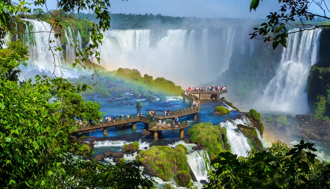 Tourists at Iguazu Falls